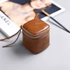Oil wax leather-square brown