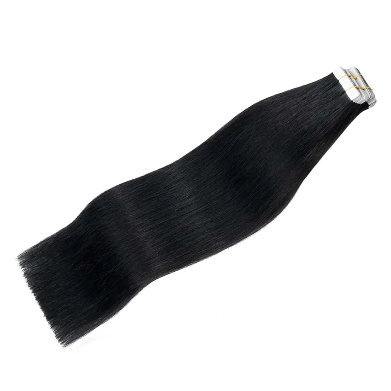 Jet Black ίσια ταινία σε επεκτάσεις μαλλιών, αόρατη ταινία άνευ ραφής, σε υφάδι δέρματος επεκτάσεων ανθρώπινης τρίχας για γυναίκες_voghion.com