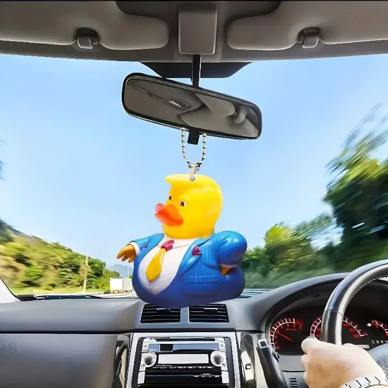 Ornement Canard Jaune En Acrylique Pour Rétroviseur - Pendentif Décoratif 2D - Accessoire Mignon Pour Voiture, Sac Ou Porte-clés