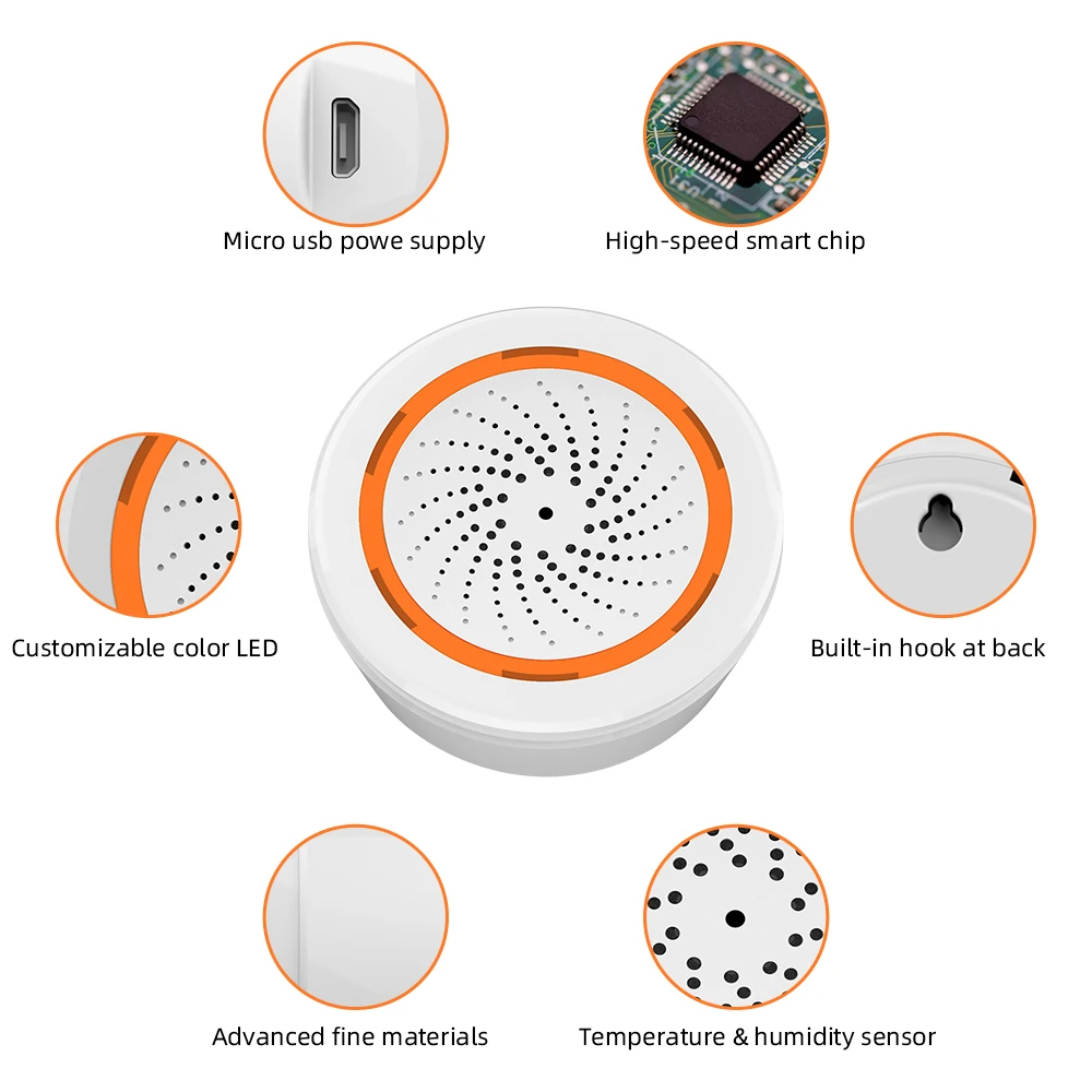 Tuya 3 in 1 Smart ZigBee Siren with Temperature and Humidity Sensor