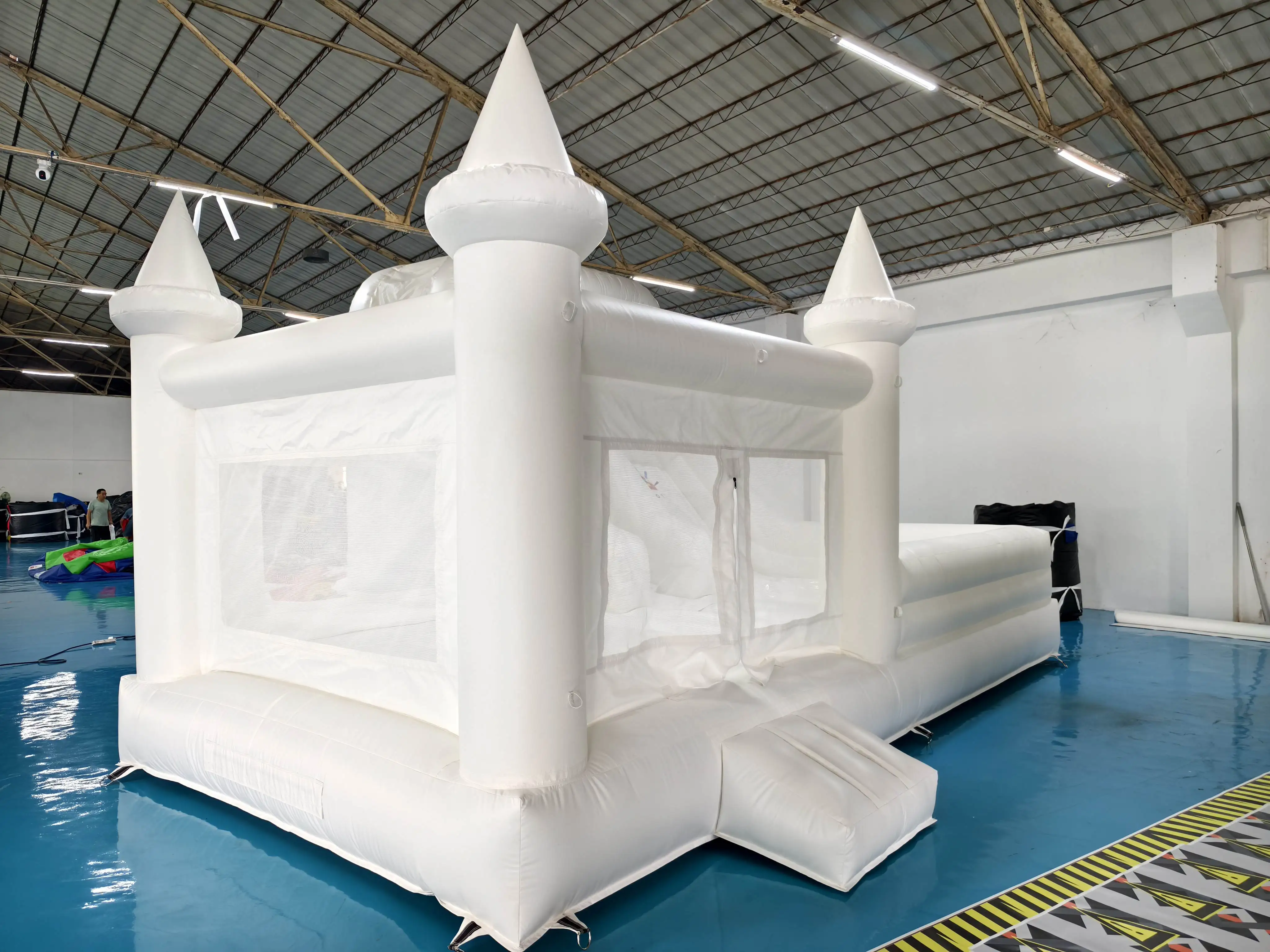 Commercial combo white bounce house with slide and ball pit inflatable bouncer amusement equipment for kids party