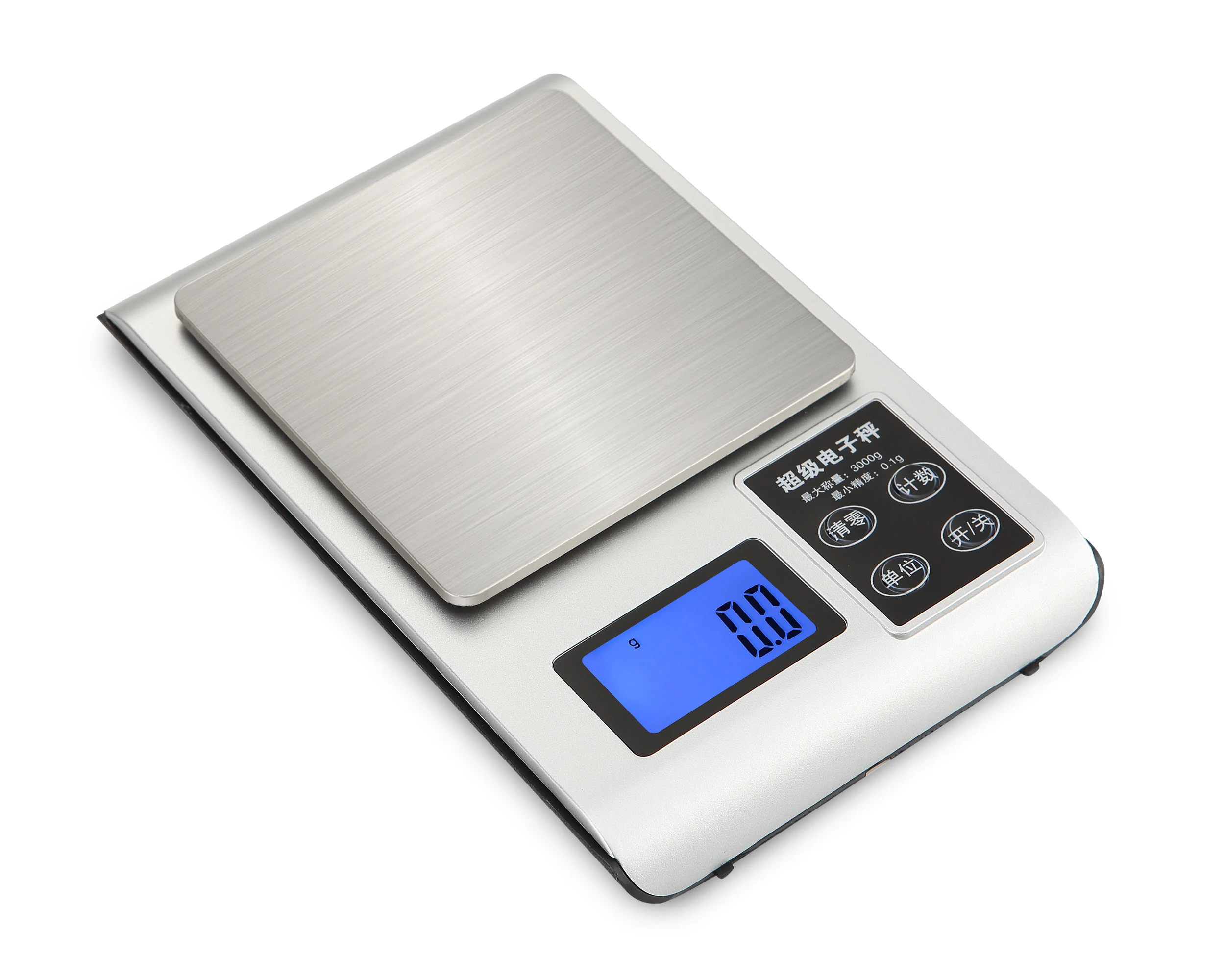 1pc Rechargeable Stainless Steel Digital Scale With 0.1g-3000g