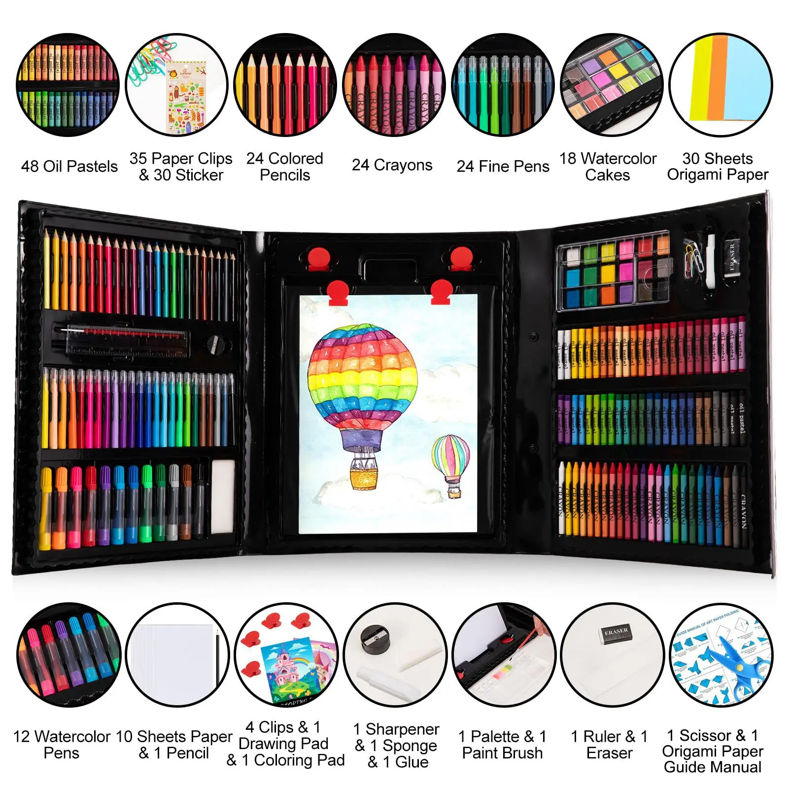 Wholesale Art Supplies Plastic Box Art Sets Drawing Kit For Kids With Trifold Easel Drawing Pad