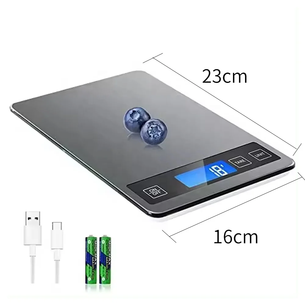 New Arrive Electronic Digital Weighing Kitchen Durable Stainless Steel Scale Food Scale 5kg 10kg 15kg Kitchen Scale