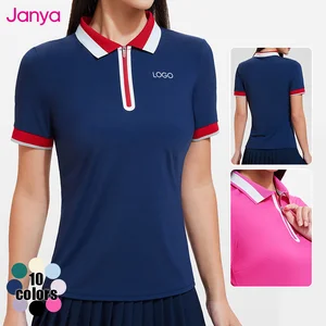 Janya Women's Short Sleeve Polo Collar Golf Tops Slimming Fit Breathable Color Blocking Shirts for Yoga Tennis Golf Pickleball