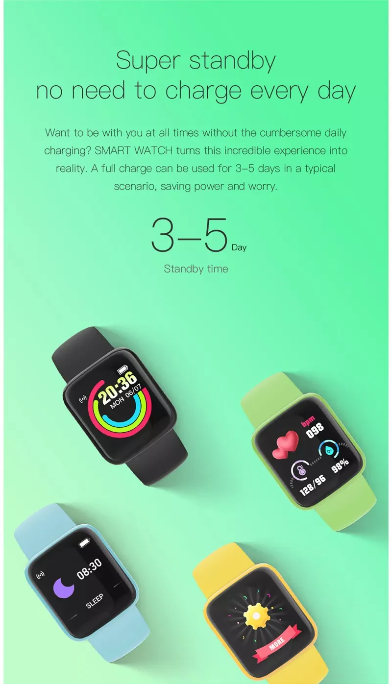 2021 Colorful Macaron D20 Pro Y68 Smartwatch Monitor Online Android Smart  Watch With Play - Buy The Best-selling Y68 Smart Watch In 2021 Waterproof  Smart Watch With Blood Pressure And Heart Rate