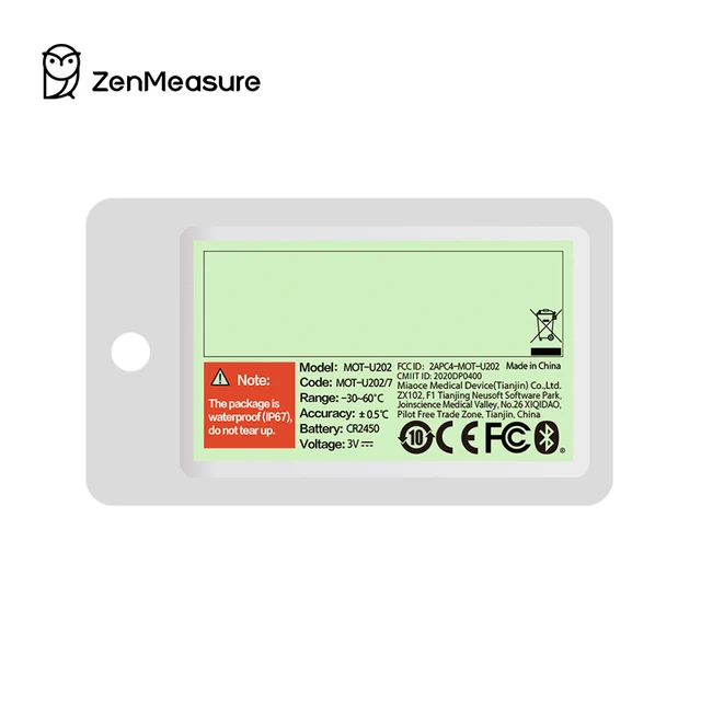 ZenMeasure Wireless Temperature Tag Data Logger for real-time monitoring of cold chain by bluetooth more efficient than USB