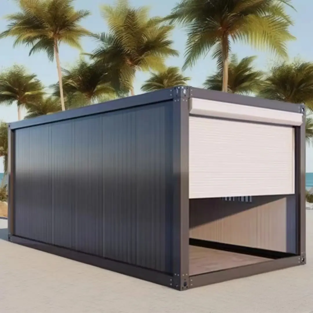 20ft Steel Prefab Metal Car Garage Detachable Flat Pack Modular Garage Container with Roller Door Portable Garage