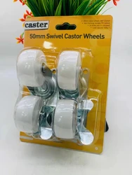 Light duty caster 2 inch red rubber caster wheels side brake trolly furniture swivel caster wheel NO 3