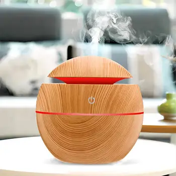 AIRE Humificador Cool Mist Wood Grain Humidifier Diffuser Aroma Essential Oil USB 7 LED Room Mini Portable Wooden Humidifier