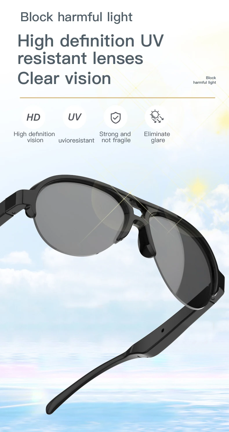 2026 F08 Men Smart Sunglasses UV Protection Wireless 5.3 Stereo Sound Women Smart Wearable Headset 2026