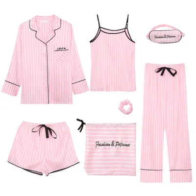  KAKAYO Sleepwear 7 Pieces Pyjama Set Women Autumn
