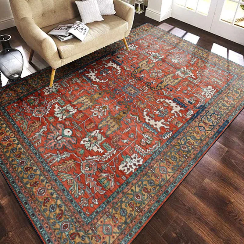 Customized Persian Vintage Design Polyester Tufted Wholesale Soft Thick Washable Bohemia Bedside Sofa Rugs Bedroom Tapis