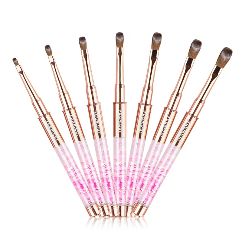 Fuumuui блестящих звездочек сыпучего песка металлическая ручка Чистый колонок 3D кисть для ногтей и с украшением в виде кристаллов резьба акриловый Фрезер cо шлифовальными щетка