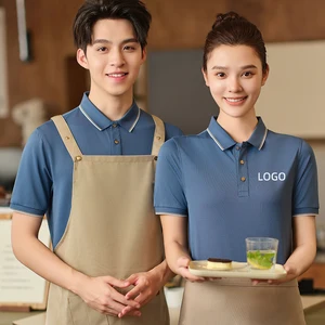 Wholesale Custom LOGO Short Sleeve Summer Quick Drying Kitchen Uniform Solid Color Restaurant Company Uniform Polo T-shirts