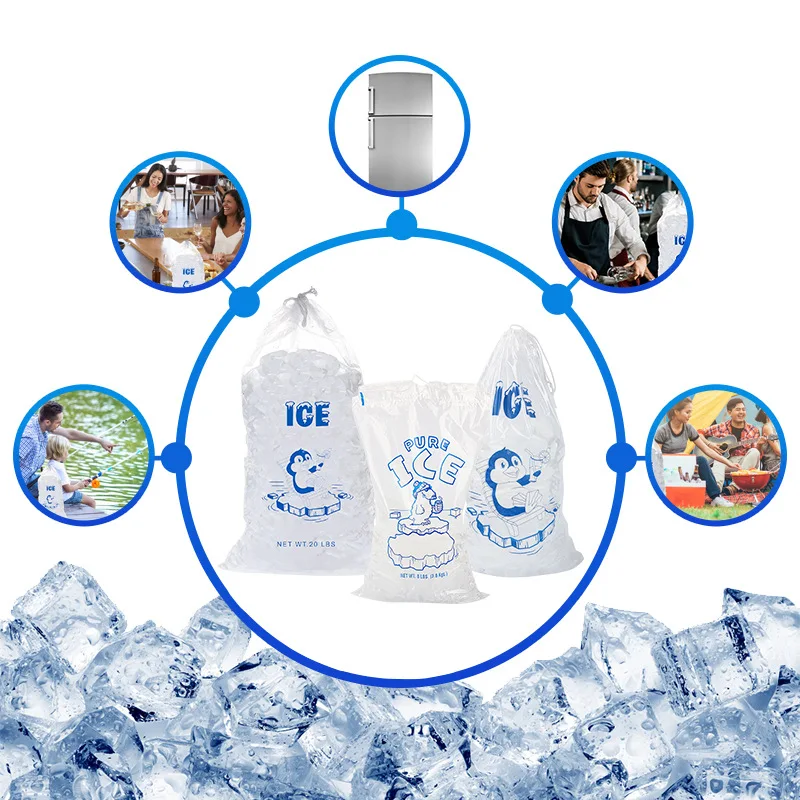 Heavy Duty Plastic Ice Bags Drawstring Ice Bags 8 Lb 10 Lb Or 20 Lb Heavy Duty Plastic Ice Bags Drawstring Ice Bags 8 Lb 10 Lb Or 20 Lb