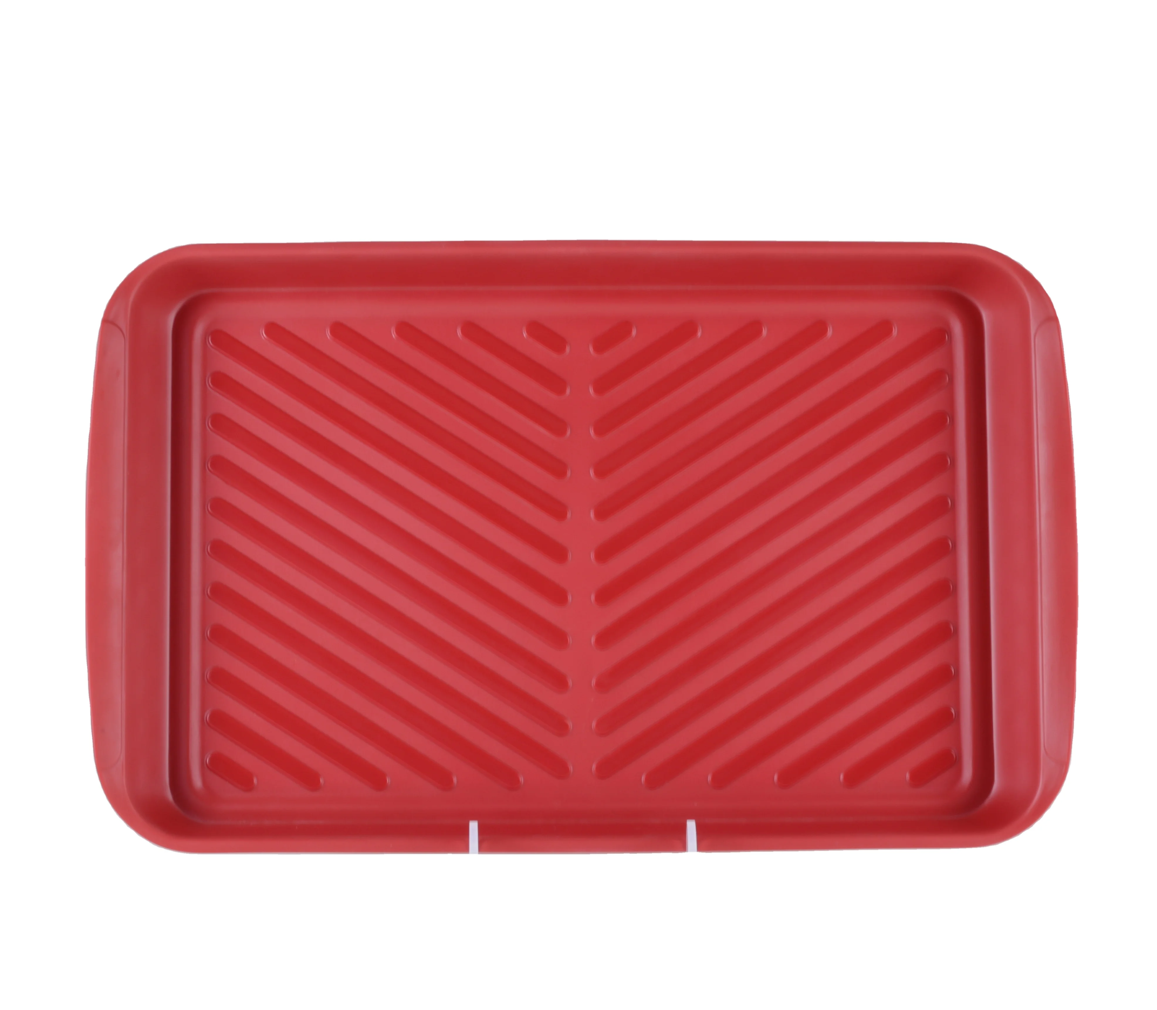 Black and Red 2 Pc Rectangular Shape Barbecue Prep Tray Set Melamine BBQ Marinade Tray Set