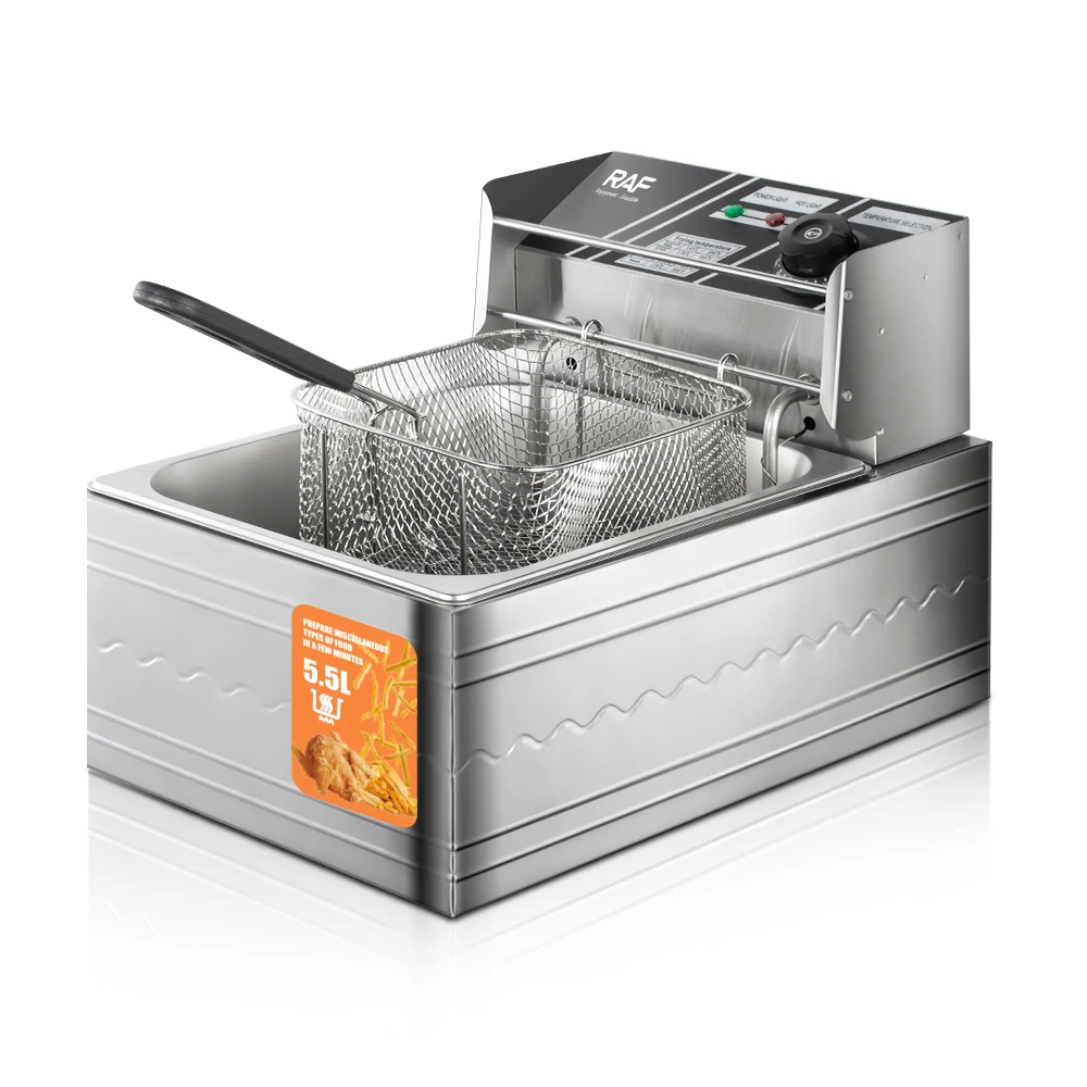 RAF 5.5L Stainless Steel Deep Fryer with Adjustable Thermostat