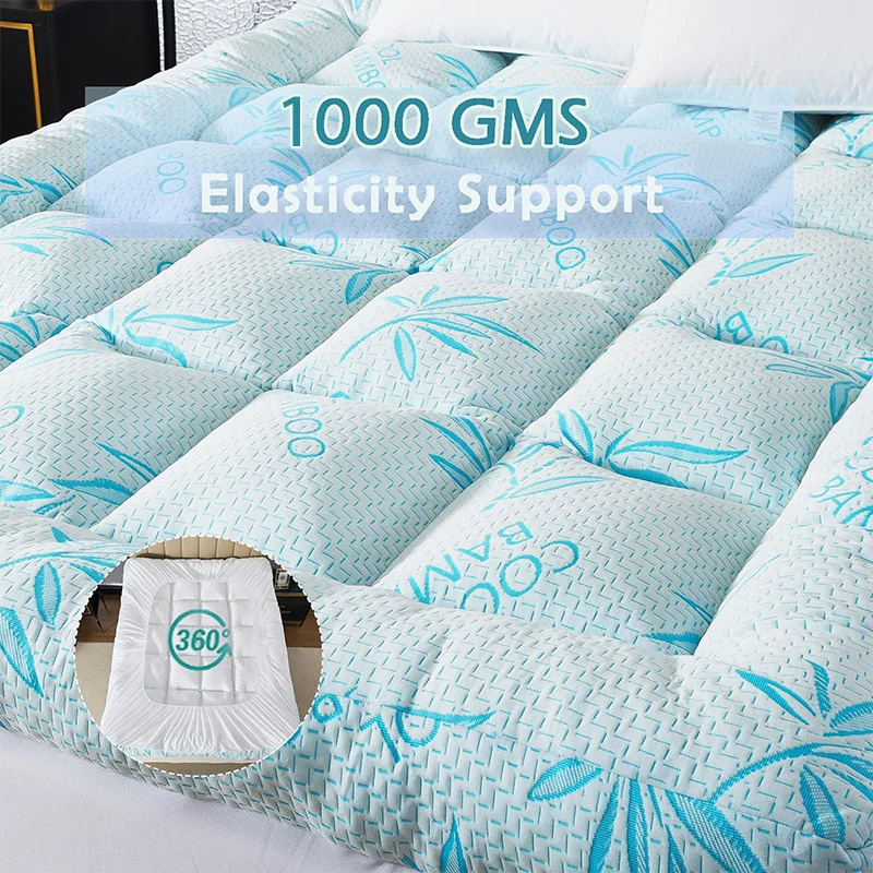Cooling quilted mattress topper surface texture close-up detail