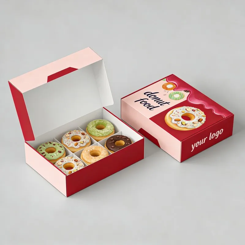 Wholesale Recyclable Custom Food Grade Cheap Packaging Box Donuts Brownies Chocolate Cookie Dessert Paper Box