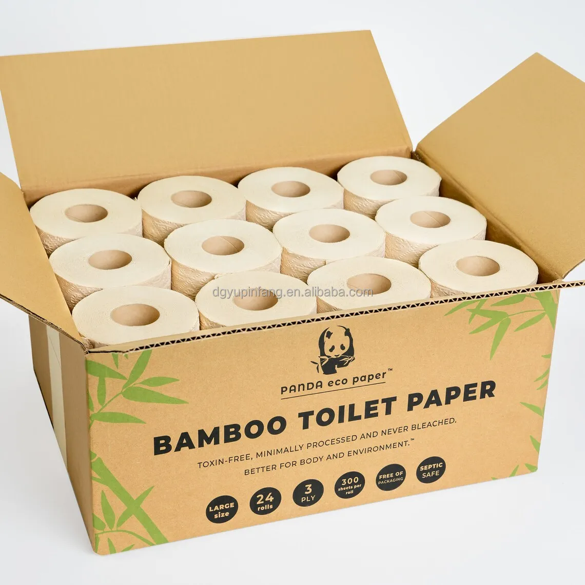 100% Organic Unbleached Bamboo Toilet Paper Septic Safe Soft & Thick 