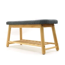 Wholesale Stool Ottoman Upholstered Bedroom Seating Wooden Long Bench Shoes Changing Stool