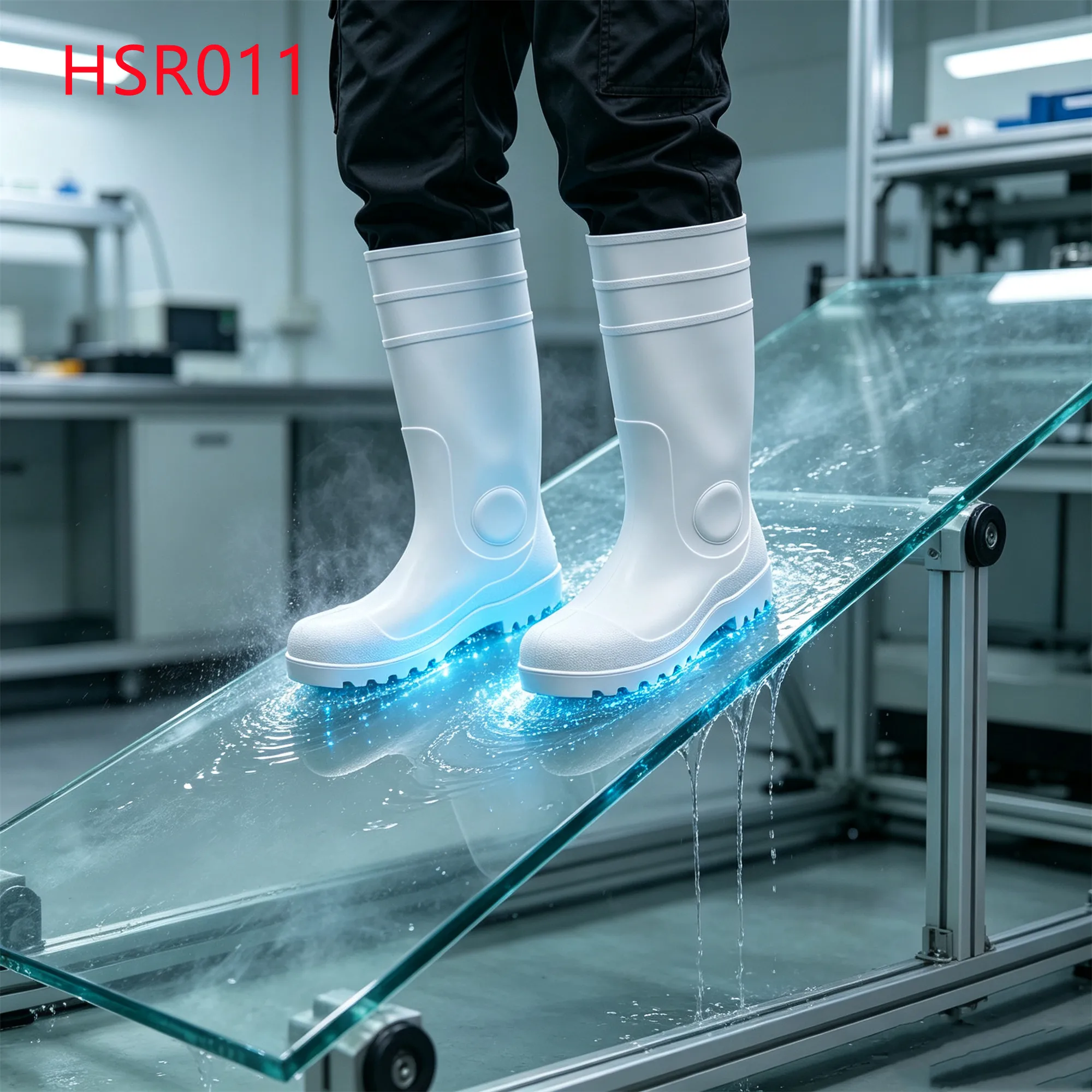 LXG,Seafood Workshop Steel Toe Insert White Safety Gumboots Laboratory SRC Grade slip Resistant Working Rubber Boots HSR011