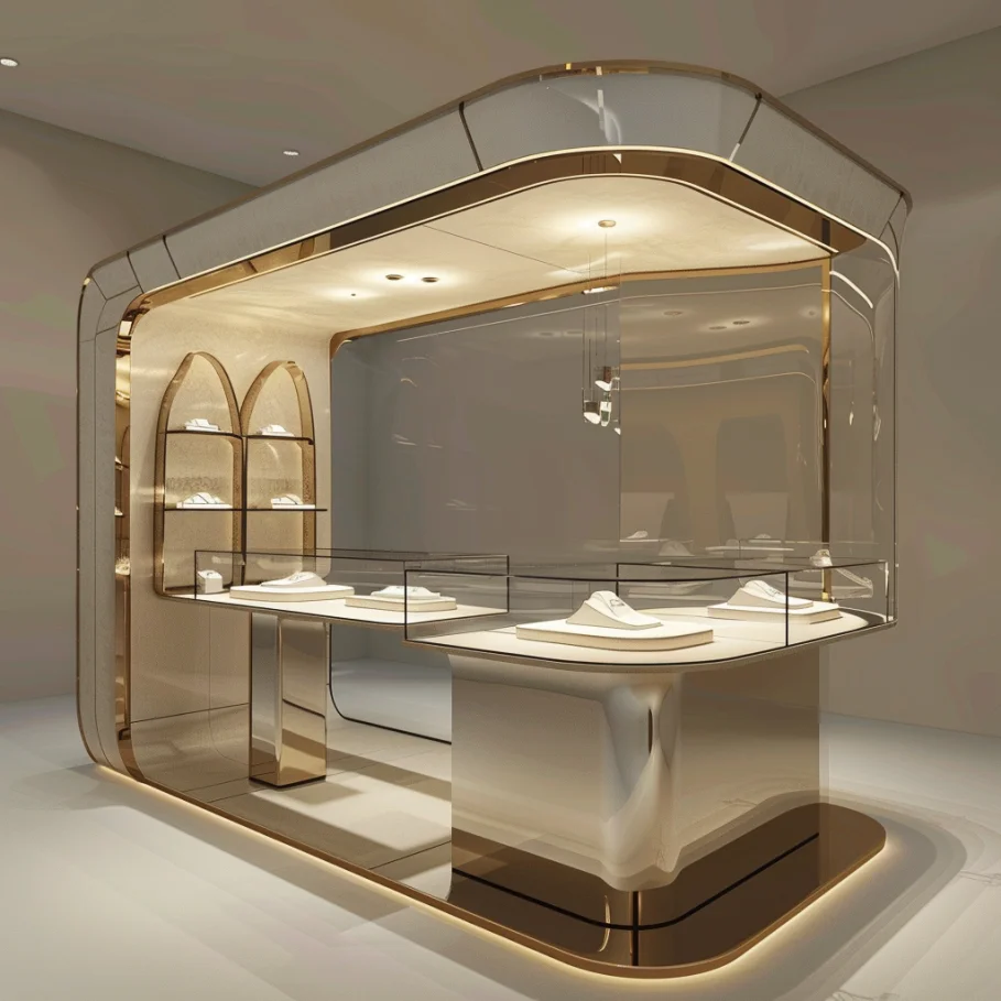 Portable Custom Jewelry Display Case With Wooden Glass Top