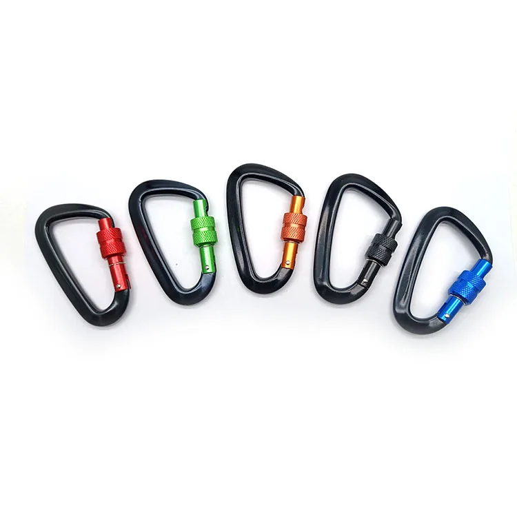 Factory Wholesale Locking Carabiner Climbing Carabiner D Shape Screw Gate Aluminum Carabiner Customized Color and logo 12KN
