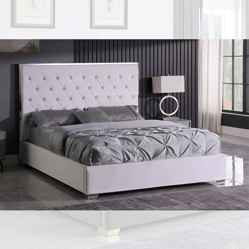 Роскошный мягкий комплект мебели для спальни Pinzhi в скандинавском стиле, спальные кровати