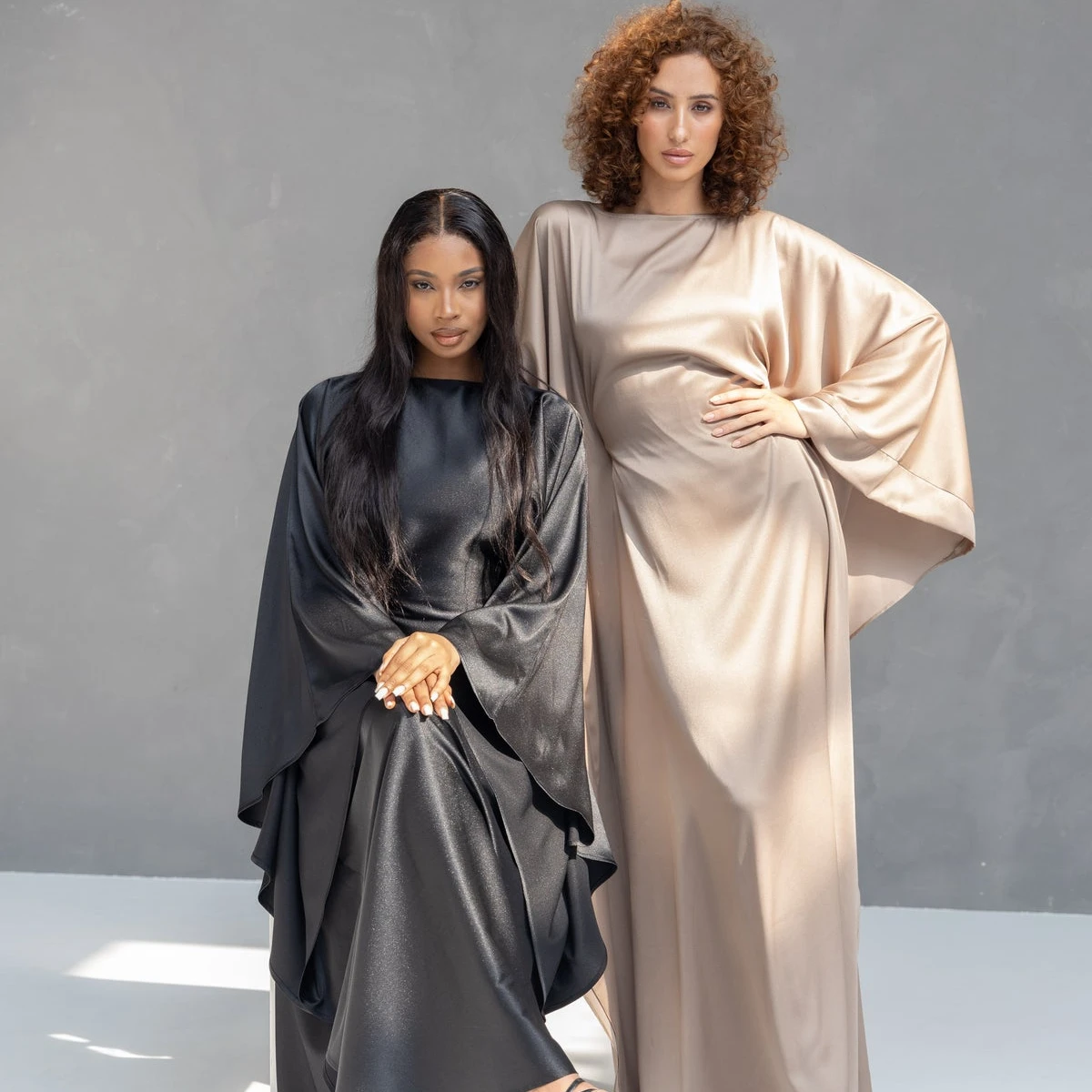 Taglie Forti Vestito Caftano Seta Ayla Seta Satinata Lusso Kaftans