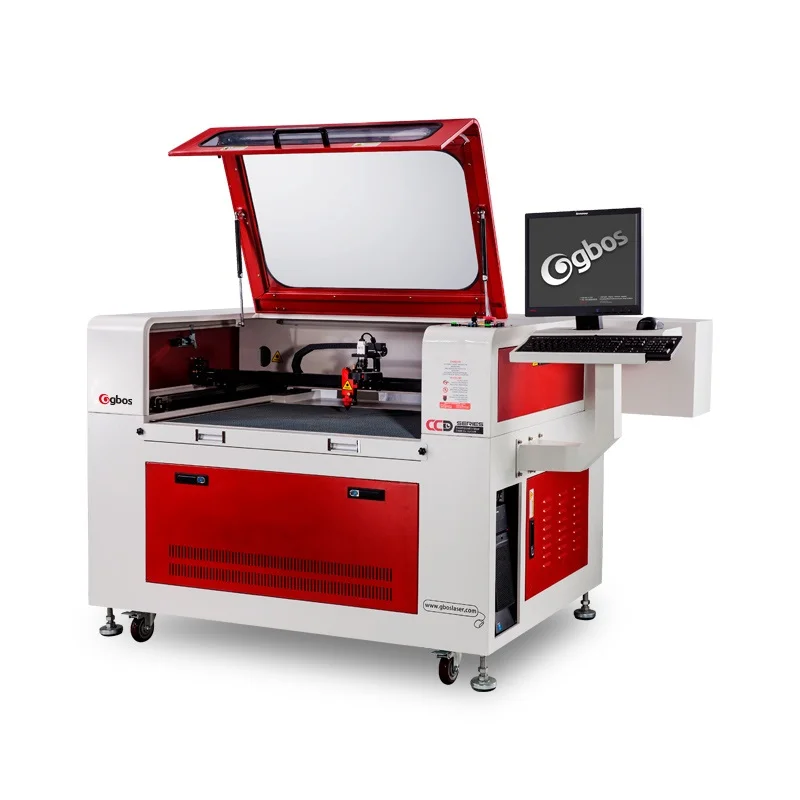 Gbos Laser Cutter Fold Machine Woven Label Logo Patch Laser Cutting Machine With Camera Visual System