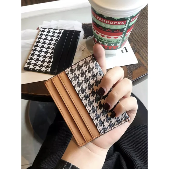 New Design Custom Logo PU Leather Card Holder Coin Purse Slim Luxury Ladies Purse Wallet Cardholder Clip 2024 Small for Women