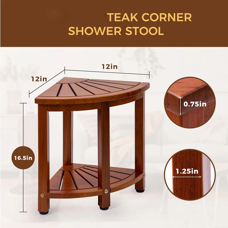 Teak Corner Shower Stool For Shaving Legs With Storage Shelf Buy
