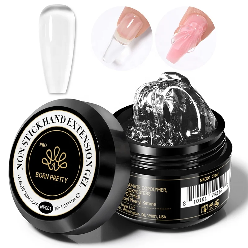 BORN PRETTY PRO 30 Colors Non-Sticky Hard Gel Builder HEMA Free Clear Solid 3D Nail Gel for Nail Art Extension Carving Modeling