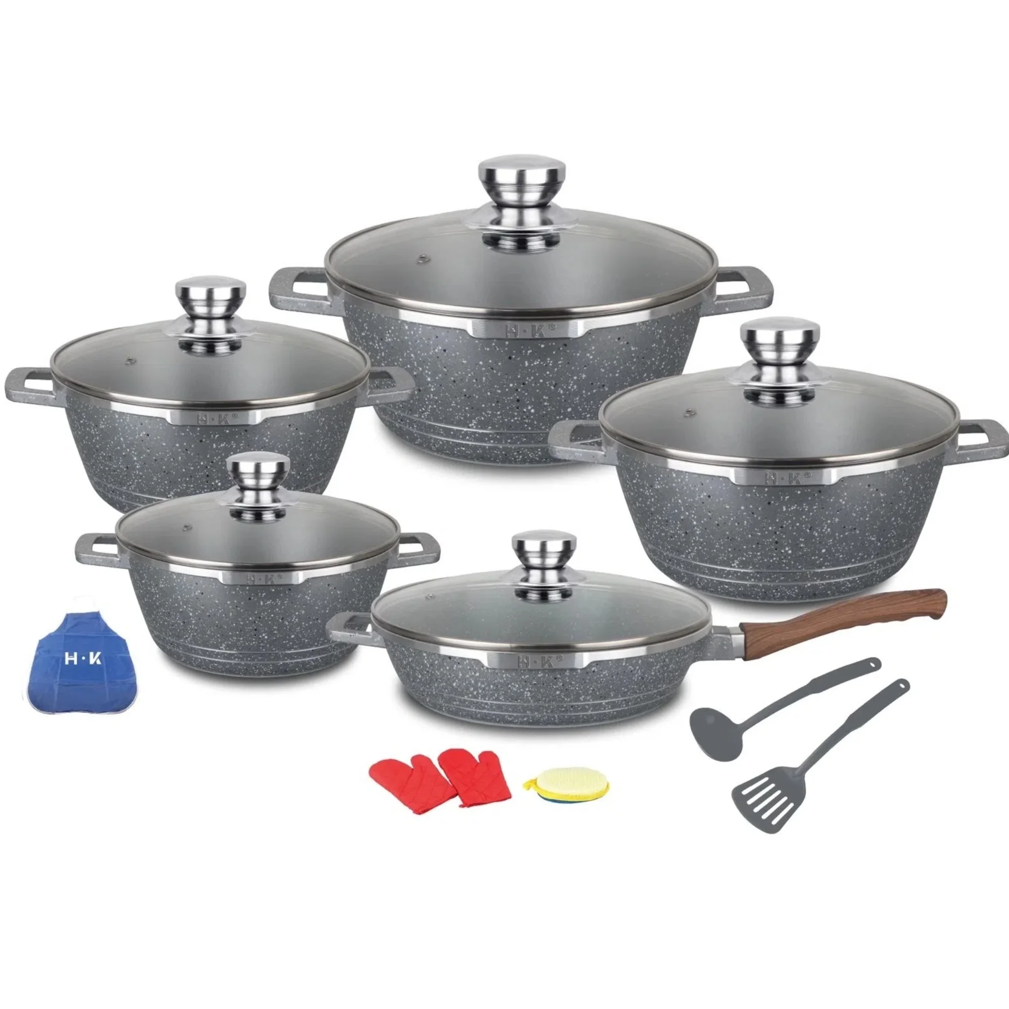 16 Pieces Cookware Set Non Stick Coating Kitchenware Set Aluminium Cooking Pots Cookware Die Cast Aluminium Metal Aluminum