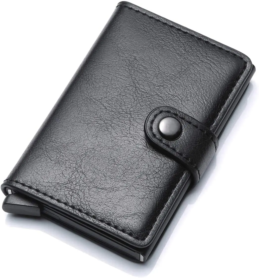 Boshiho Custom Leather Slim Wallet Rfid Blocking Pop Up Aluminum Card ...