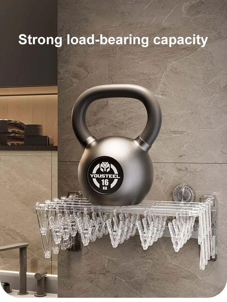 Household Drying Rack with Suction Cup Non-Punch Balcony Folding Hanger Storage Rack for Clothes & Socks Wall Use