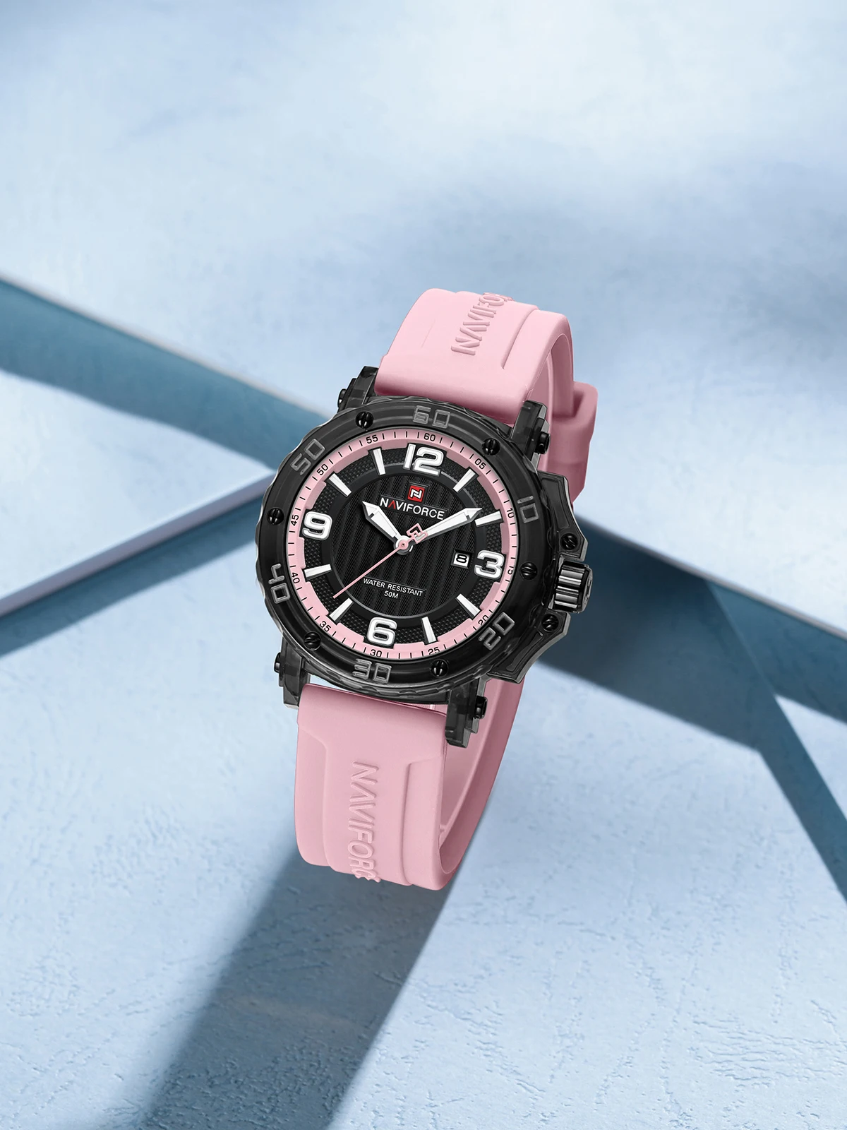 OEM NAVIFORCE Women's Casual Quartz Watch Waterproof Silicone Strap Calendar Display Luminous Pointer Ladies Fashion Watch