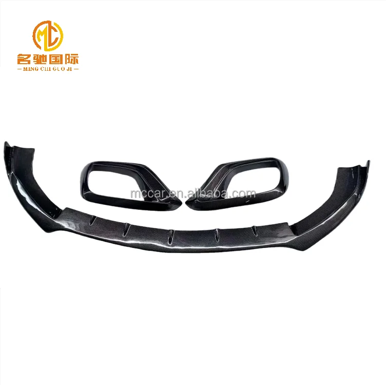 Front Bumper Cover カーボンファイバーフロントバンパーリッププロテクターカバートリム3ピースホンダアコード2018-19 Carb Front Bumper Cover ABSカーボンファイバーフロントバンパーカバー