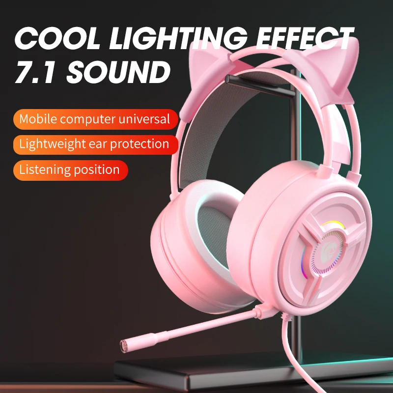 J Earphone Gaming 7.1 Lampu Led Warna 