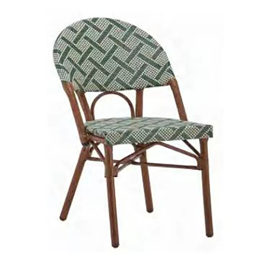 Modern Durable Rattan Woven Metal Frame Waterproof Restaurant Patio Outdoor Dining Chair