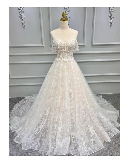 New Wedding Dress The Bride Trailing Dress Elegant Princess Style French Light 2023Wedding Dress