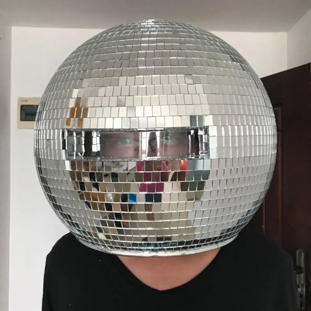 led disco ball helmet lighted disco