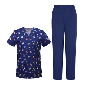 Wholesale Custom Anti-Wrinkle Washable Twill Unisex Needle-Detecting Cotton Hospital Vet Doctor Scrub Jogger New Cartoon Scrubs