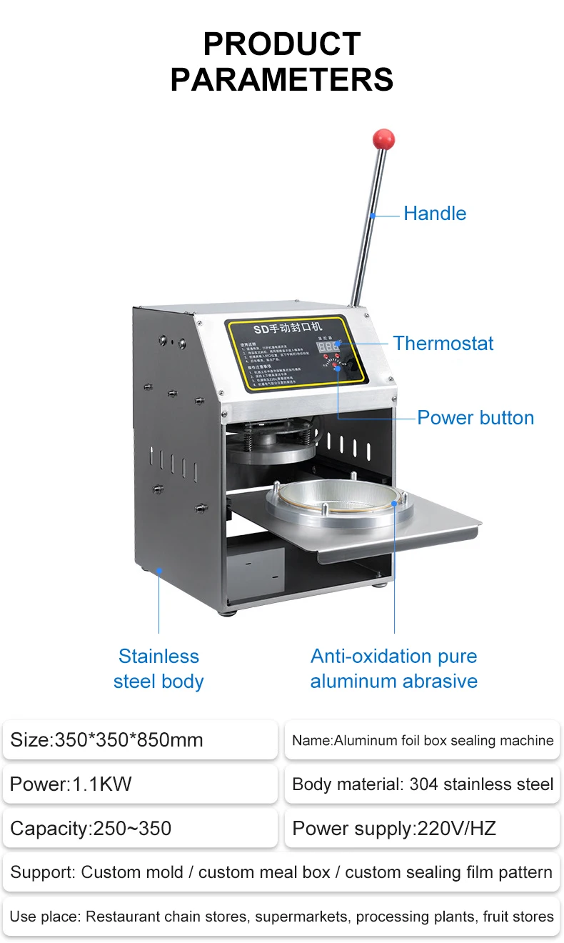 Good Quality Semi Automatic Table Top Food Tray Sealer Restaurant Take