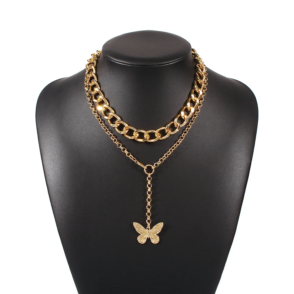 Fashion Golden Butterfly Necklace With 