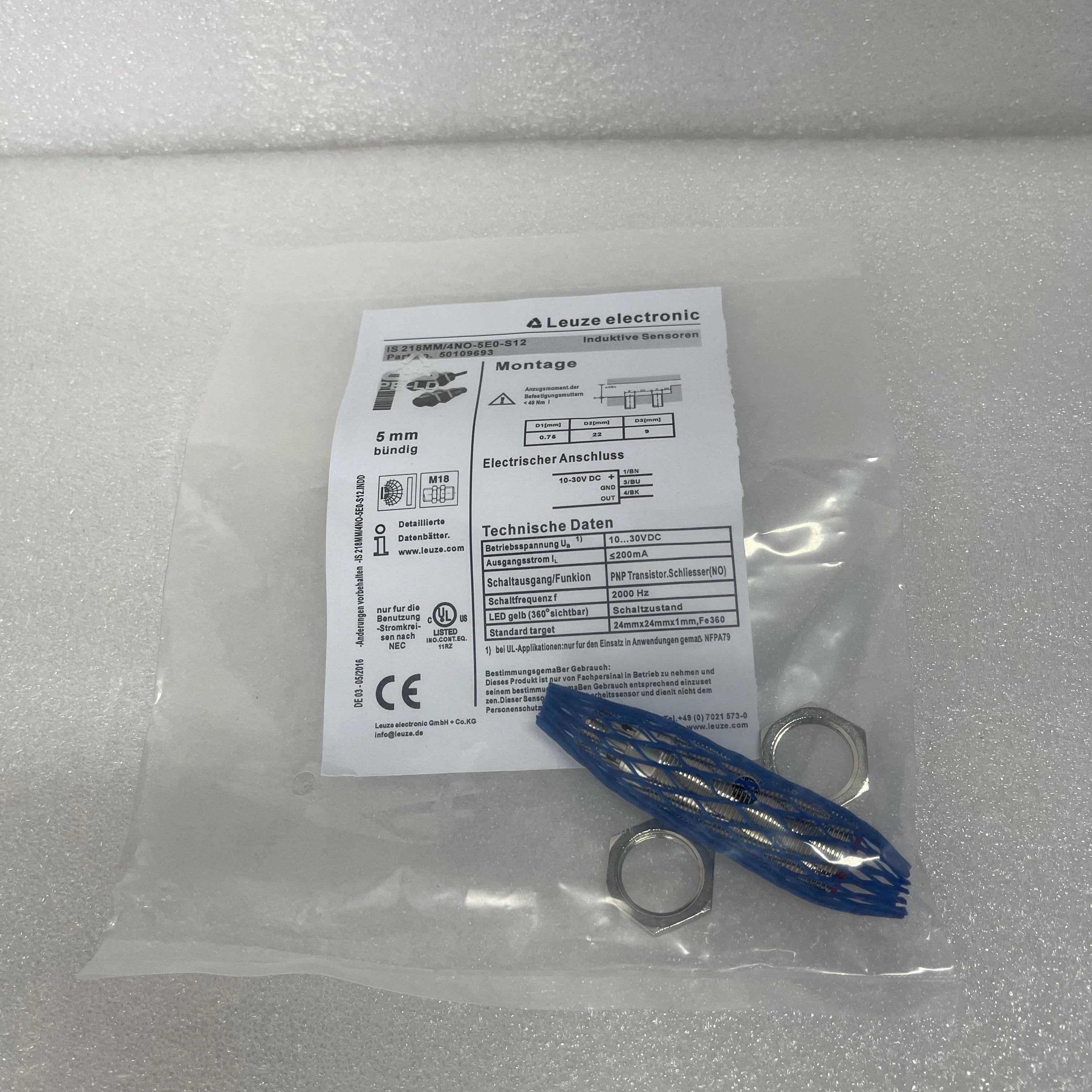 Leuze Inductive Proximity Sensor IS218MM/4NO-5E0-S12 Leuze Inductive Proximity Sensor IS218MM/4NO-5E0-S12