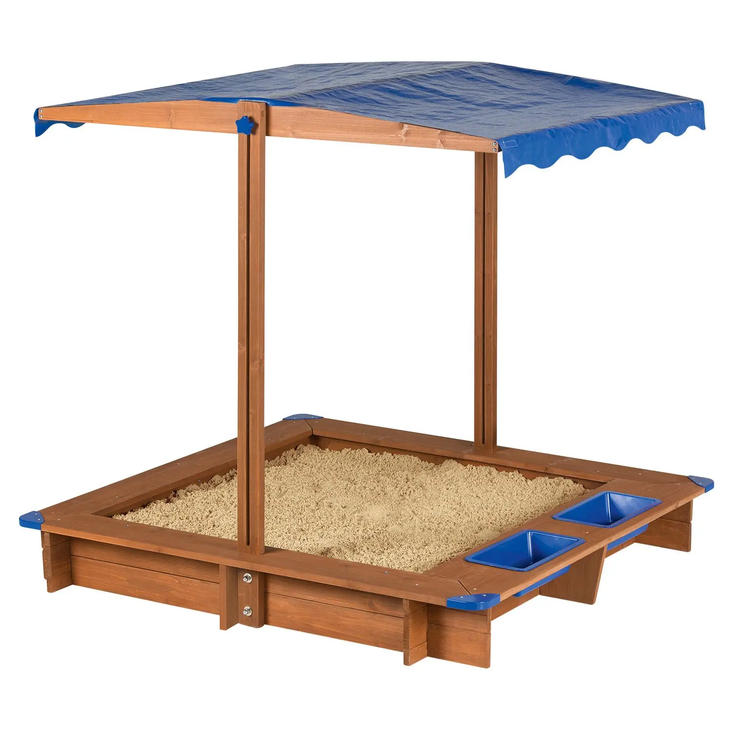 Adjustable Playground Sand Box 2 Kids 1 Sandbox Cedar with Roof Canopy Wooden Sandpit