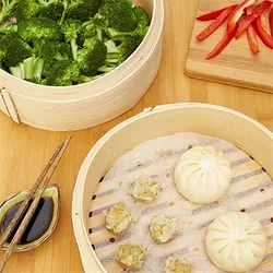 Wood Kitchen Chinese dim sum Bamboo Steamer Basket Food Dumpling Steamer Set with Lid